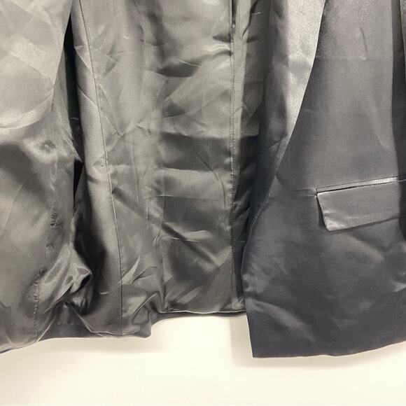New Zara Black Satin Long Line Blazer With Turn-up Cuffs Size Large - Picture 8 of 16